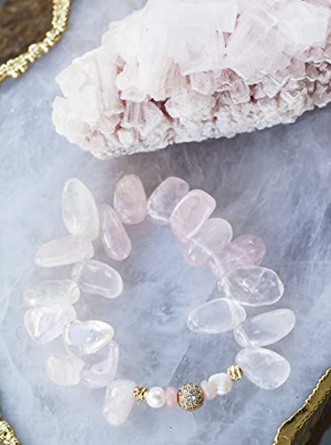 Image of Queen of Hearts bracelet with Rose Quartz - Healing Crystal Jewelry for Love + Self Love + Romantic Love + Relationships