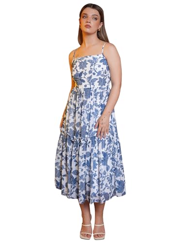 Image of PURVAJA Women's Georgette Fit and Flare Midi Dress