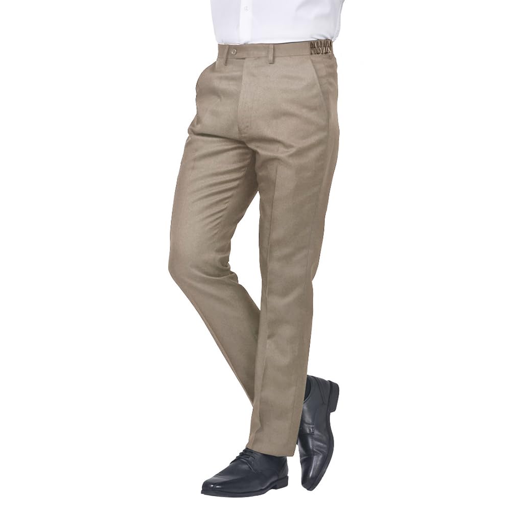 Jolliman Men's Beige Plus Size Trousers Stretch Waist Big & Tall Trousers Pants Lightweight Smart Formal Business Office Waist 42W / 31L