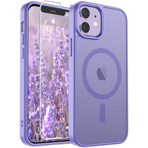 Image of SUPFINE Magnetic for iPhone 12 Mini Case & iPhone 13 Mini Case (Compatible with MagSafe) (Military Grade Drop Protection) Slim Translucent Matte Shockproof Phone Cover,Purple | Magnetic, Slim, Translucent, Matte