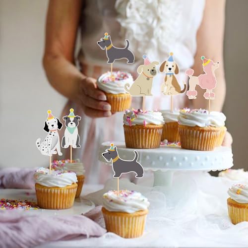 Blumomon 36 Stück Hund Cupcake Topper Hund Geburtstags Kuchen Deckel Hund Themen Party Dekorationen