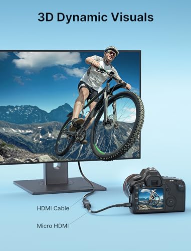Image of JSAUX Micro HDMI to HDMI Adapter, Micro HDMI Male to HDMI Female Adapter Cable, 4K@60Hz HDR 3D 18Gbps-Black