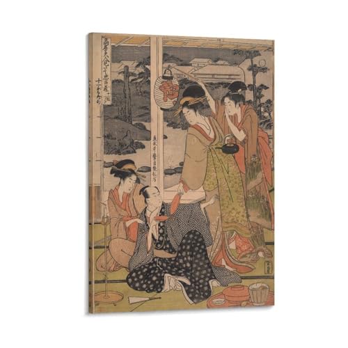 喜多川歌麿 浮世絵師 見立忠臣蔵十一だんめ 和風 ポスター 印刷 キャンバス ウォール 画像 芸術 壁飾り 壁の絵 け ソファの背景20x30inch(50x75cm)