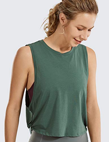 Image of CRZ YOGA Pima Cotton Dropped Armhole Tank | Workout, Naturally Soft, Loose Fit, Crop, Crewneck, Knotted Sides, Sleeveless Tops for Women