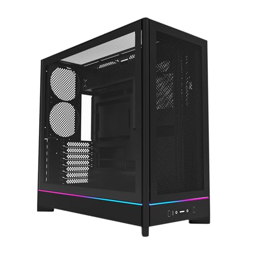 Montech HS01, Atx Mid-Tower Pc Case, Gaming Pc, High-Airflow, Reversible Layout, Mesh Front Panel, Sink-In Design, Toolless Panels, Black - 2