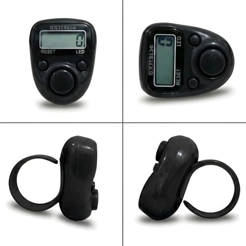 Image of Digital Hand Tally Counter, LED Display, Ring Design, Reset Button(Pack of 1) (Black)