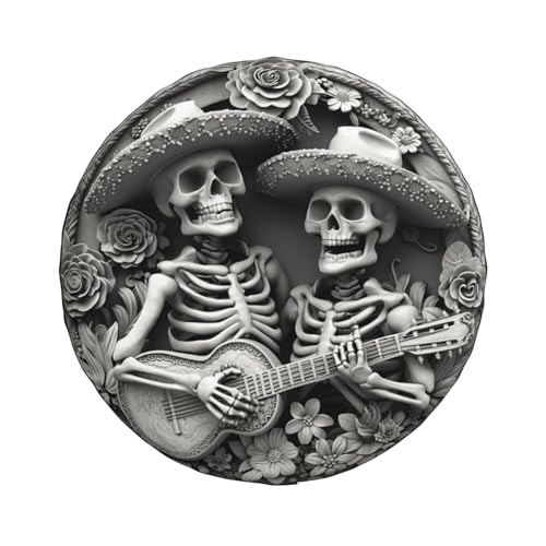 Image of Skeleton Spare Tire Cover, Universal Wheel Tire Cover Funny Skull Skeleton Tire Protectors for Trailer RV SUV Truck Camper 15 Inch