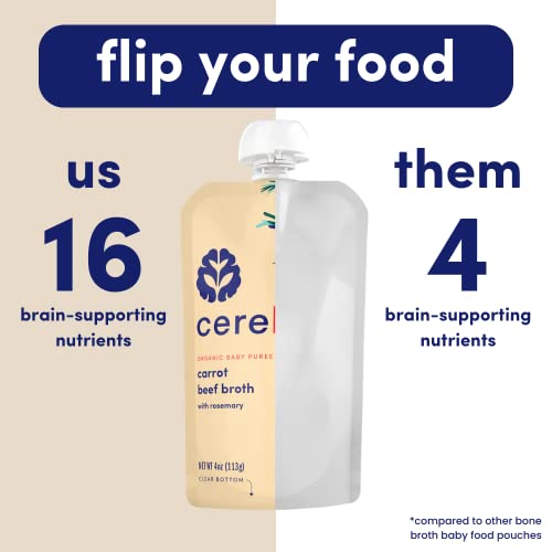 Cerebelly Organic Baby Food Pouches – Carrot Beef Bone Broth, 128 ml, Pack of 6 |Non-GMO| Sachets de nourriture pour bébé bio Cerebelly – Bouillon d'os de bœuf et carottes 128 ml, paquet de 6 | Sans OGM - Image 4