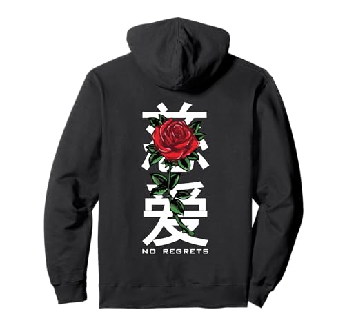 No Regrets Rose Backprint - Aesthetic Edgy Streetwear Pullover Hoodie