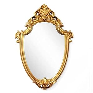 Eaoundm Miroir mural décoratif vintage en forme de bouclier Doré brossé 41,9 x 28 cm