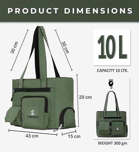 Image of Lusive's Double Pocket Handbag for Women: Stylish, Ideal Companion for Work, Travel, Polyester Material, Spacious 10-liter Capacity, 6 Pockets. (Black & Grey)