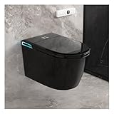 SmartSylva, schwarze Smart-Wand-WC-Kombination, automatische Spülung, automatisch öffnender/schließender Deckel, beheizter Sitz, mit Wandhalterung (Sie müssen keinen zusätzlichen Wassertank kaufen)