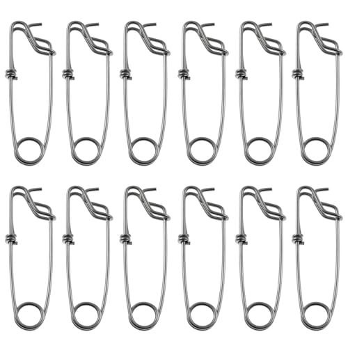 yyangz 12PCS Stainless Steel Pins 8x2cm Sea Fishing Closed Eye Open Eye Pins Suitable for Freshwater and Saltwater Fishing Longline Fishing Buoy Fishing Shark Fishing Branch Hooks Fishing Accessories