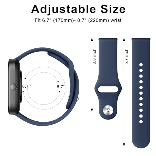 Image of Tobfit 22mm Watch Band Strap with Rust Free Button Compatible with Noise ColorFit Ultra /Ultra 2, Vision, Caliber, Pro 3 (Watch Not Included), Soft Smartwatch Straps for Men & Women