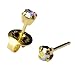 3mm Mini Gold Rainbow Crystal Pronged Studs Ear Piercing Earrings "Studex System 75" Hypoallergenic