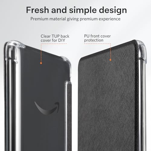 Image of CoBak Case for 6 inch Kindle 11th Gen (2024 and 2022 Release) - Ultra Slim Transparent Clear TPU Back Shell Protective Cover with Auto Wake /Sleep for Kindle 11th Generation 2024 Release, Black