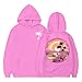 Pink Pom Puff Hoodie Kids Fleece Sweatshirt for Boys & Girls, Gifts for Kids 9-10 Years