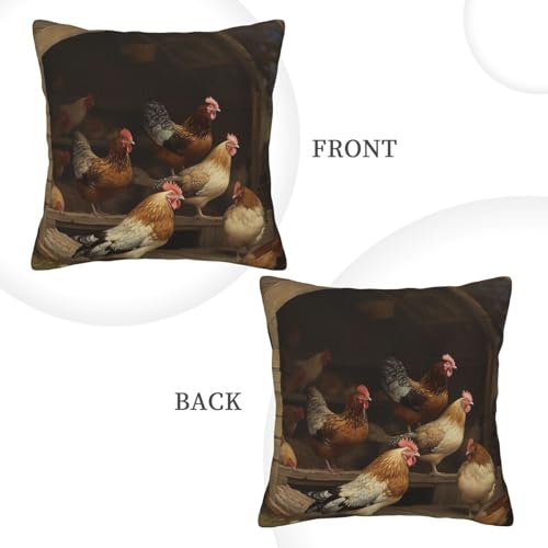 Housse de coussin velours côtelé doux poule rôtie carré 40x40cm - 4