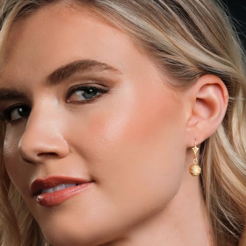 Gem Stone King 18K Gold Plated 1-1/4 Inch Dangle Drop Spheres Lever-Back Earrings For Women4