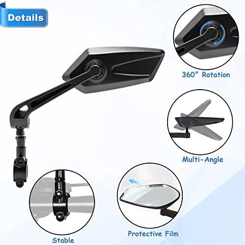 2 Pcs Bike Mirror , Bike Mirrors Handlebar Rear View Mirror, Adjustable Bicycle Mirrors For Handlebars, Hd Glass (Flat Mirror) Bike Side Mirrors For Mountain Road Bike Bicycle-Newlight66 #TOP1