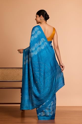 Taneira blue tussar silk saree in tussar silk – image 5
