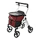 Carlett - Lett Walk | Wandelbarer Gehhilfe für drinnen und draußen | Zugelassenes Medizinprodukt | Klappsitz und Mehrzwecktablett | XL-Schwenkräder | Doppelbremse und verstellbarer Lenker| Ruby
