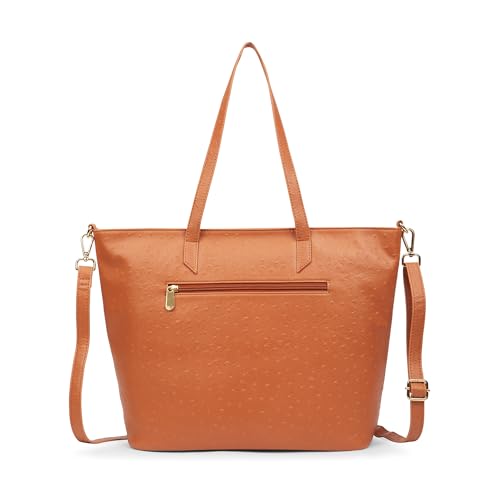 Image of Caprese Ostrich Large Tote Bag for Women with Adjustable & Detachable Starp | Stylish Shoulder & Handheld Bag | Fits Up to 16 Inch Laptop | Durable, Multi-Compartment Design for Work &Travel