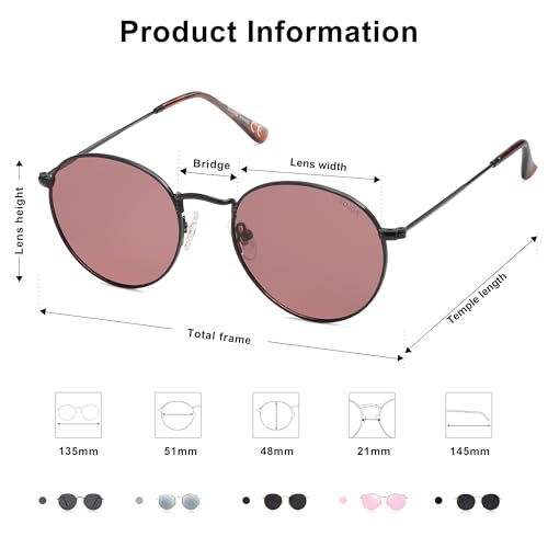 Image of SOJOS Small Round Polarized Sunglasses for Women Men Classic Vintage Shades | Lightweight Stainless Steel Frame UV400 Sun Protection Adjustable Nose Pads SJ1014