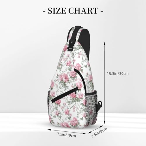 Image of SUPLUCHOM Sling Bag Vintage Floral Hiking Daypack Crossbody Shoulder Backpack Travel Chest Pack for Men Women