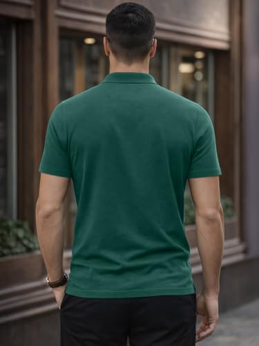 Image of Veirdo Men's Regular Fit Interlock Polo T-Shirt, Cotton Fabric, Half Sleeves,Stylish Collared Neck, Perfect for Casual and Office Wear, Soft, Comfortable (S-2XL)