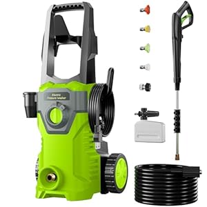 ETOOLAB Hochdruckreiniger, Druck: max. 160 bar, Fördermenge: 450 l/h, 7 m Schlauch, 5 m Kabel, Mit 4-in-1-Düse, Schaumkanone, Hochdruckpistole, Pistolenhalter, Kabelhalter