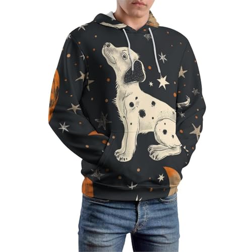Chien étoile lune sweat à capuche imprimé graphique pullover S