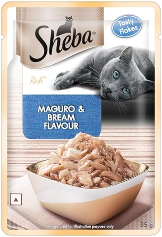 Sheba Rich Premium Adult (1+ Years) Wet Cat Food, Maguro & Bream Flavour, 35 g Pouch, High-moisture wet food for healthy hydration