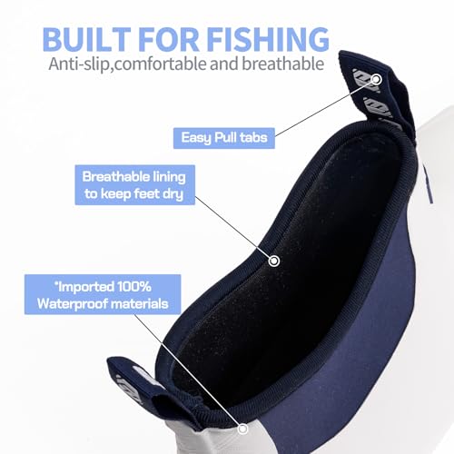 Image of WOVENPAK Deck Boots for Men, Rain Boots Men, Waterproof Fishing Boots, Mens Deck Boots, Anti-slip Rubber Work Ankle Rain Boots Shoes for Outdoor Fishing, Boating, Size 6-13