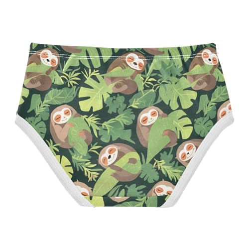 Wusikd Sloths Sleeping Girls' Underwear Cotton Leaves Girls Briefs Soft Toddler Underwear 2T2