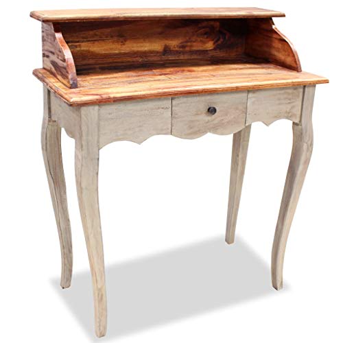Bureau d'ordinateur, table de bureau, table de travail, table de salle à manger, pour chambre à coucher, salon en bois massif recyclé 80 x 40 x 92 cm