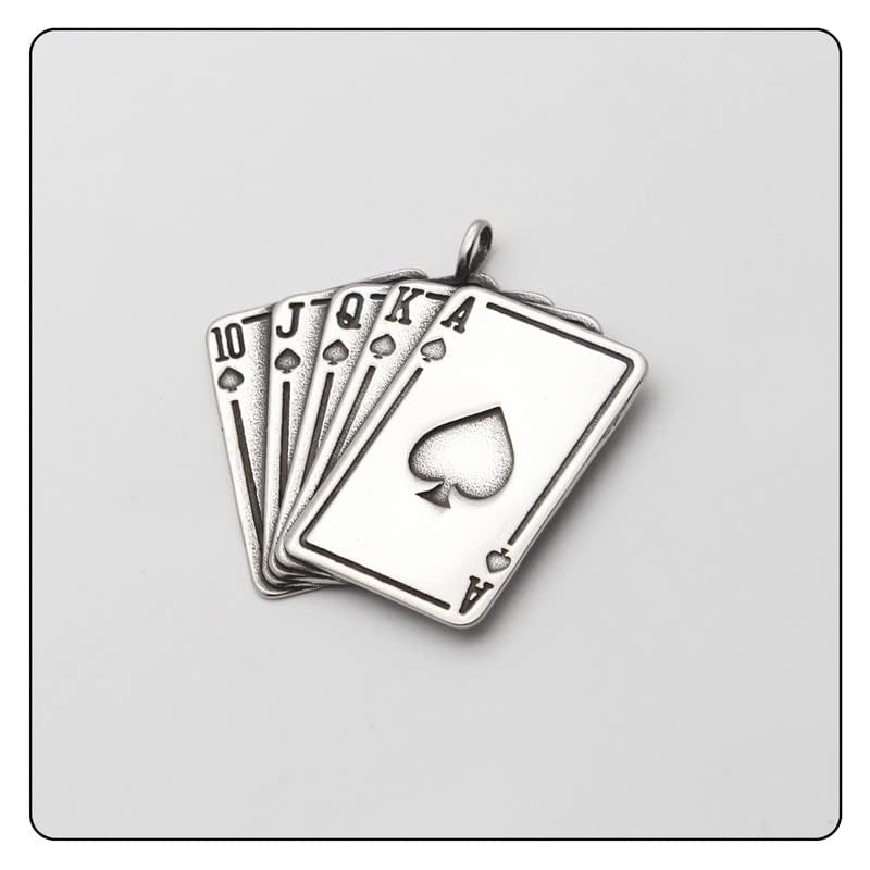 Punk Rock Stainless Steel Playing Card Poker Pendant Necklace4