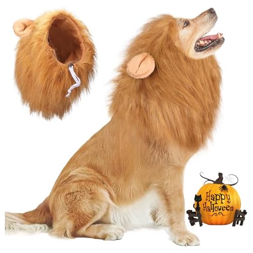 Vivifying León Mane peluca, ajustable mascota disfraz con orejas para perro (Marrón)