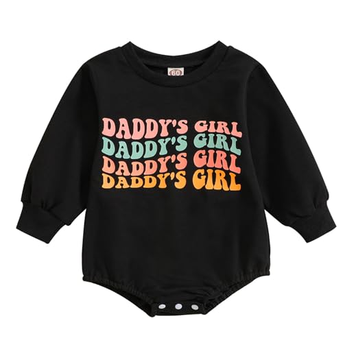 Image of Snr-k Baby Girl Boy Crewneck Sweatshirt Romper Long Sleeve Newborn Outfit Top Letter Print Fall Winter Clothes