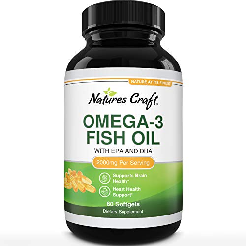 Omega 3 Fish Oil Supplement - EPA DHA Fish Oil Omega 3 Supplement with Immune Booster Brain Vitamins - Burpless Fish Oil 2000 mg for Mood Boost Liver Support and PMS Relief Support