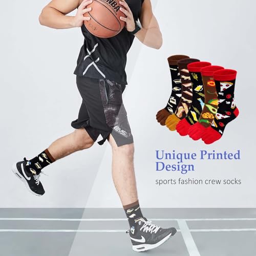 ZAKASA Men’s Toe Socks Cotton Five Finger Crew Socks Athletic Running Socks 5 Pairs4