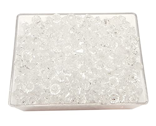 Perlin Bicone Beads, Crystal, Bicone Rhombus Faceted Acrylic Beads, 10 x 10 mm, Pack of 150, White, 10mm - Image 2