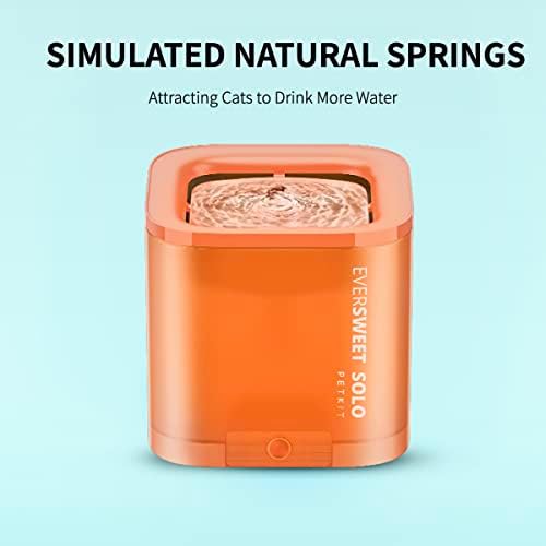 PETKIT Cat Water Fountain, Automatic Pet Drinking Fountain Bowl with LED Indicator, Ultra Quiet Pump with 2 Flow Modes & Anti-Dry Design, for Cats and Small Dogs, 1.85L (Orange)