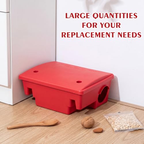 Image of Qualirey 12 Packs Rat Bait Stations Rodent Traps Outdoor Indoor, Red | Large Bait Boxes for Mice and Rats Mouse Traps Bulk, Lockable with Key, Keep Pets and Children Safe