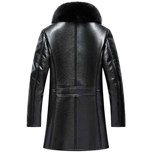 Mens Middle Aged Fur Collar Jacket, Long Plush Thick Overcoat, Winter Sheepskin Keep Warm Coat steampunk buy now online