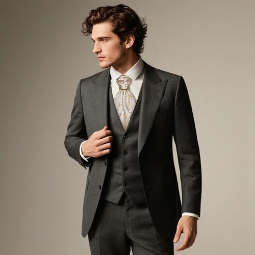 Image of DiBanGu Silk Woven Ascot Cravat with Pocket Square Set for Men