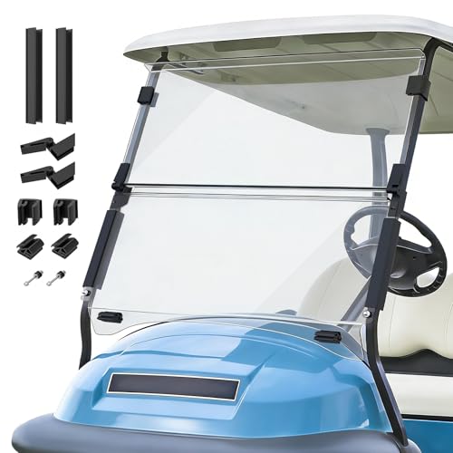 FIXHAWK Golf Cart Windshield for Club Car Precedent Tempo Onward 2004-up Gas/Electric Golf Carts Foldable PC UV Resistant Clear Club Car Windshield (37.59W x 33.96H)
