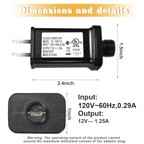 Image of 2 Pack Replacement Yard Inflatable Adapters, 12V 1.25A Class 2 Power Supply