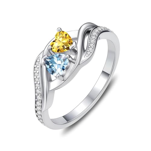 Zoeniya Citrine Aquamarine November March Size 9 Birthstone Jewelry Rings