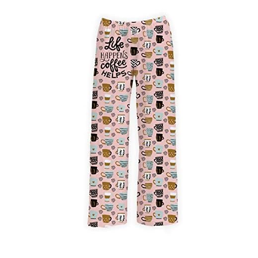 BRIEF INSANITY Lounge Pajama Pants for Men and Women| Coffee Love Print Bottoms - Comfy, Ultra Soft, Novelty Loungewear Pants (Life Happens, Coffee Helps, Small)